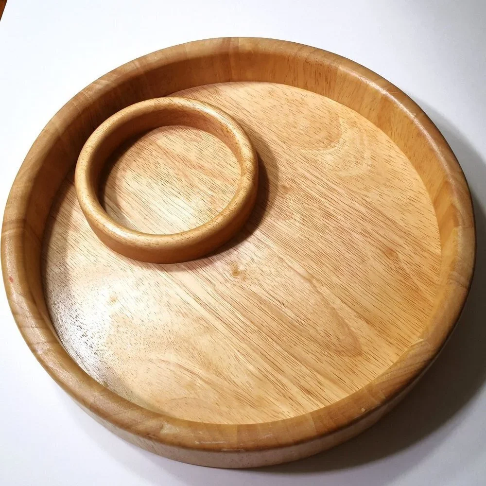 Round Beechwood Chip & Dip‎ Severing Bowl 12
